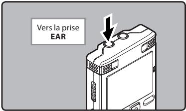 OLYMPUS WS-550M - Branchez l'écouteur sur la prise EAR de l'enregistreur. - 1