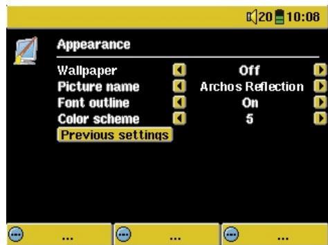 ARCHOS AV400 - Paramètres d'affichage - 3