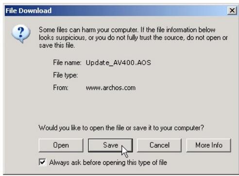 ARCHOS AV400 - Méttre à jour le système d'exploitation (firmware) de l'AV400 - 1