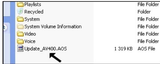 ARCHOS AV400 - Copier dans la racine de l'AV400 etMETTRE à jour - 1