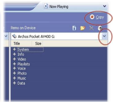 ARCHOS AV400 - Copier de la musique sur votre AV400 - 2