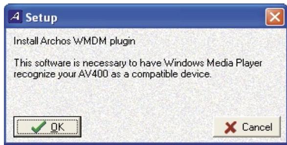 ARCHOS AV400 - Installer le plug-in Archos pour WMP9 - 1