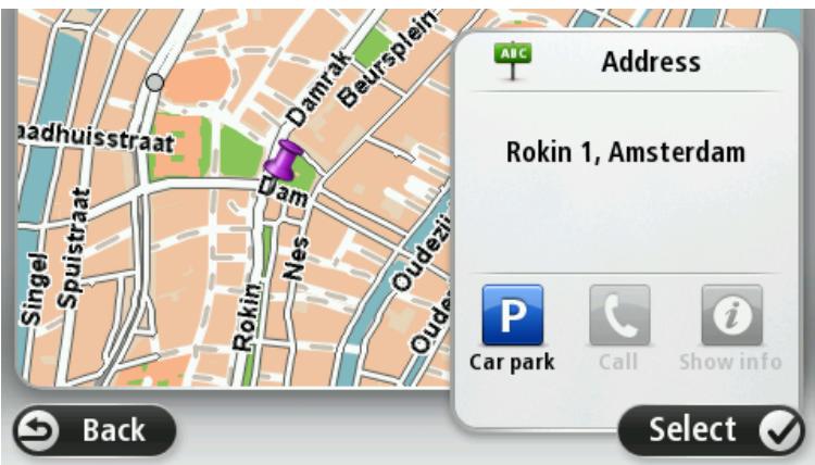 TOMTOM PRO 5150 TRUCK LIVE - L'endroit s'affiche sur la carte touchez sélectionner pour continuer ou précédent pour saisir une autre adresse. - 1