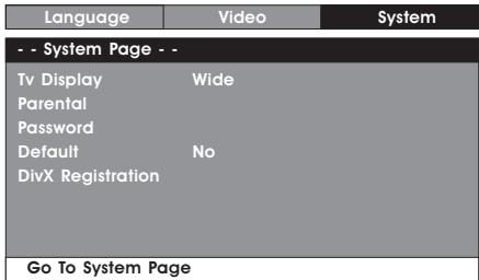 PROLINE DVDP800WX - Page de configuration système - 1