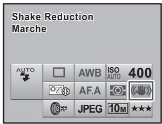 PENTAX KM+KC+2 OBJ.+FT+4GO - Utilisez le bouton de navigation (▲▼▲▶) pour sélectionner [shake reduction] puis appuyez sur le bouton OK. - 1