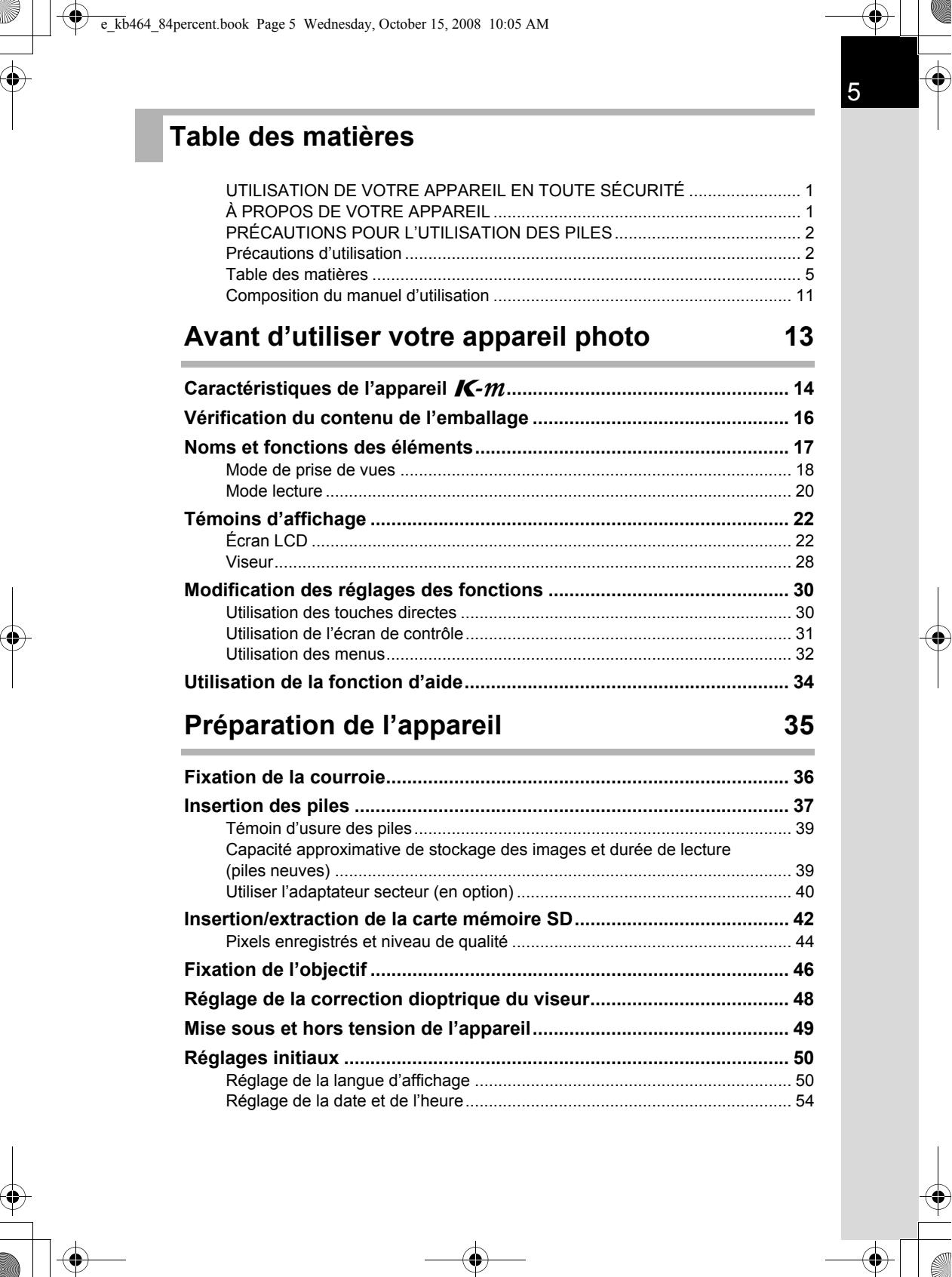 PENTAX KM+KC+2 OBJ.+FT+4GO - Précautions d'utilisation - 1