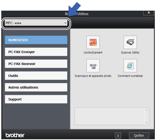 MFC- xxxx NUMERISER PC-FAX Envoyer PC-FAX Recevoir Outils Autres utilisations Support ControlCenter4 Scanner Utility Scanneurs et appareils photo Comment numériser Brother i Quitter