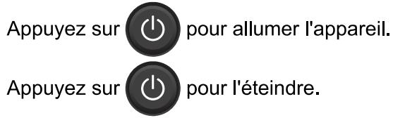 Appuyez sur pour allumer l'appareil. Appuyez sur pour l'éteindre.