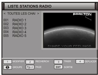 PEEKTON PK 1770 TNT - Liste des stations RADIO - 1