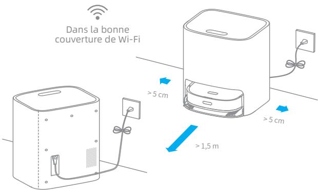DREAME ASPI-ROBOTW10 - Placez la base contre le mur et chargez-la - 1