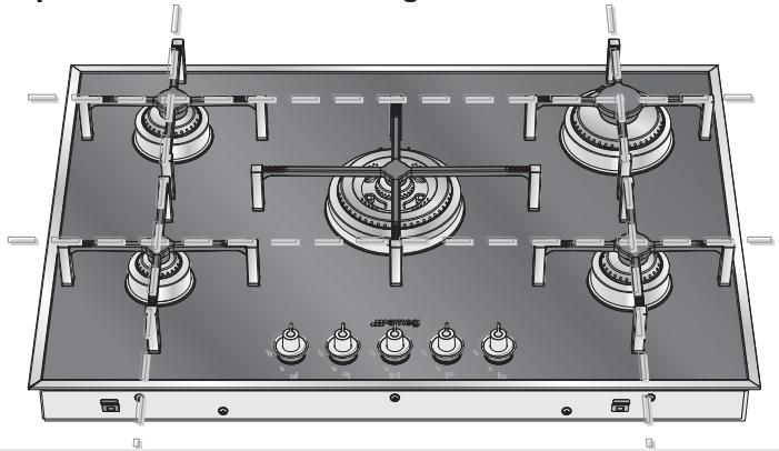 SMEG PX7502 - Positionnement des grilles - 9