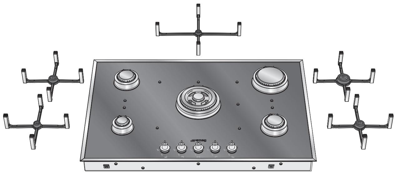 SMEG PX7502 - Positionnement des grilles - 1