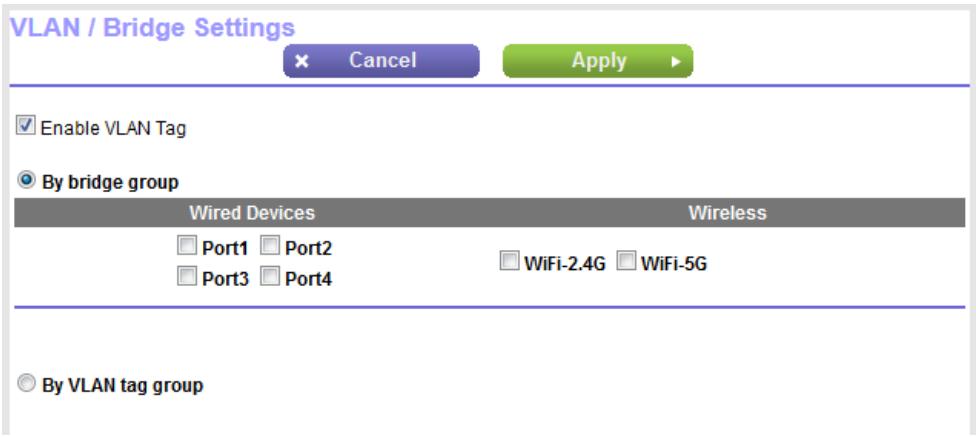 NETGEAR R6080-AC1000 - To configure a port group and enable the bridge: - 1