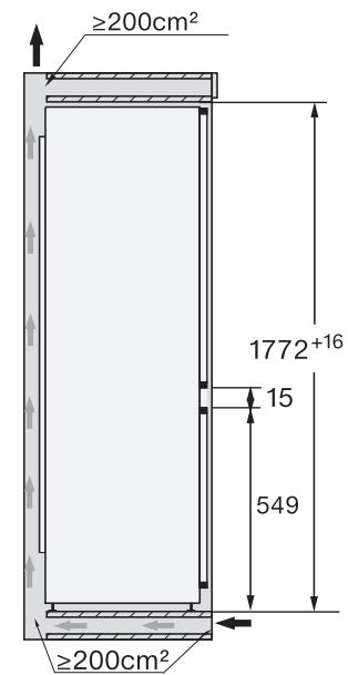 MIELE KF7742D - Encastrement dans un meuble haut/ vue latérale - 2