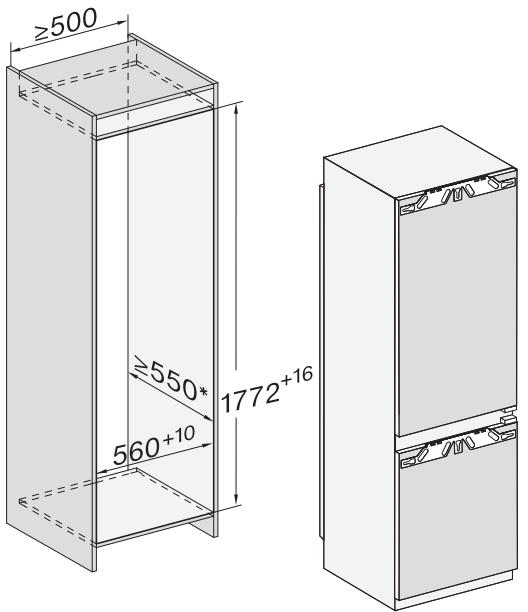 MIELE KF7742D - Encastrement dans un meuble haut/ vue latérale - 1