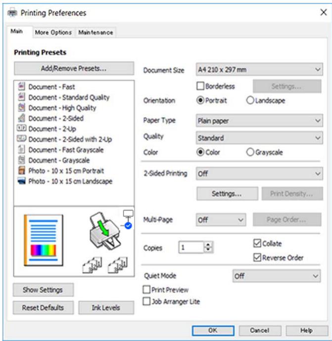 EPSON XP-2150 - Onglet Principal - 1