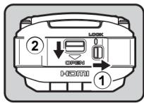 RICOH WG-2 - Installation d'une carte mémoire et d'une batterie - 1