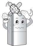 LG 6C3913 - Ne placez pas de vases à fleurs, de tasses, de cosmétiques, de médicaments ou de récipients avec de l'eau sur le réfrigérateur. - 1