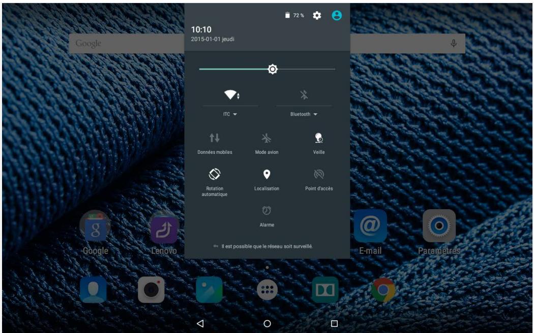 LENOVO TAB A10-30 2-32 - Notifications et paramètres rapides - 2