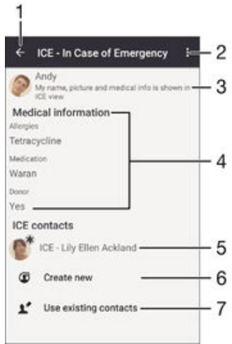SONY 5 COMPACT CORAIL - Ajouter des informations médicales et des numéros d'urgence - 1