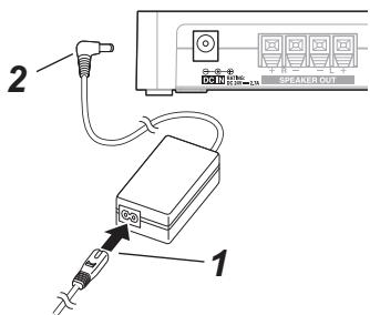 ONKYO LS3200 - Branchez l'adaptateur secteur fourni et le cordon d'alimentation. - 1