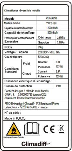 CLIMADIFF CLIMA25R - Caractéristiques techniques - 1