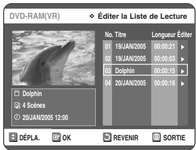 TOSHIBA D-VR 30 - Sélectionnez Enreg. en déplaçant la barre de sélection à l'aide des touches ▲▼ ▲▷, puis appuyez sur OK. Le nouveau nom du titre est affché dans le champ Titre du titre sélectionné. - 1