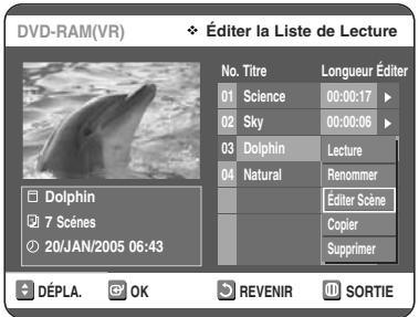 TOSHIBA D-VR 30 - Appuyez sur les boutons ▲▼ pour sélectionner Éditer Scène, puis appuyez sur le bouton OK ou ▷. - 1