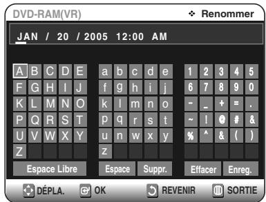 TOSHIBA D-VR 30 - Appuyez sur les boutons pour selectionner Renommer, puis appuyez sur le bouton OK ou L'écran Renommer s'affiche. - 2