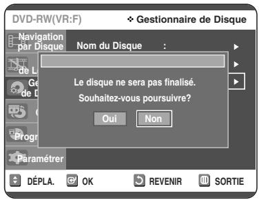 TOSHIBA D-VR 30 - Annulation d'une finalisation de disque (modes V et VR) - 5