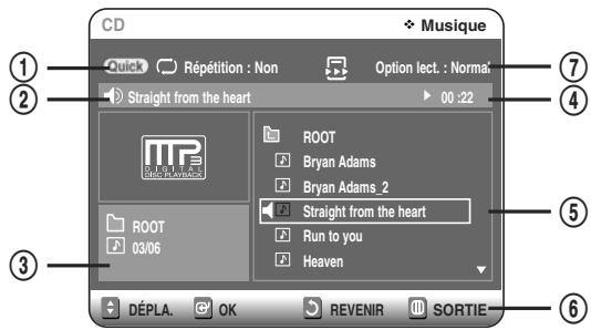 TOSHIBA D-VR 30 - Éléments du menu MP3 - 1