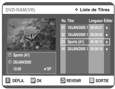 TOSHIBA D-VR 30 - Sélectionnez Enreg. en déplaçant la barre de sélection à l'aide des touches ▲▼ △▶ puis appuyez sur OK. - 1
