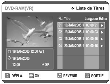 TOSHIBA D-VR 30 - Appuyez sur la touche TITLE LIST. L'écran Nombre de Titres s'affiche. - 1