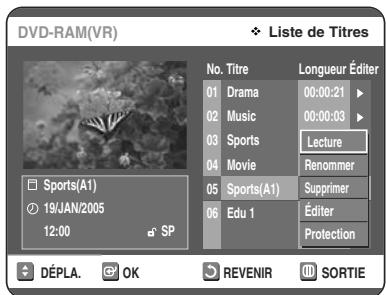 TOSHIBA D-VR 30 - Suppression d'un titre - 5