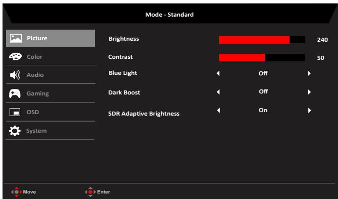 PREDATOR X27P - Menu principal - 1