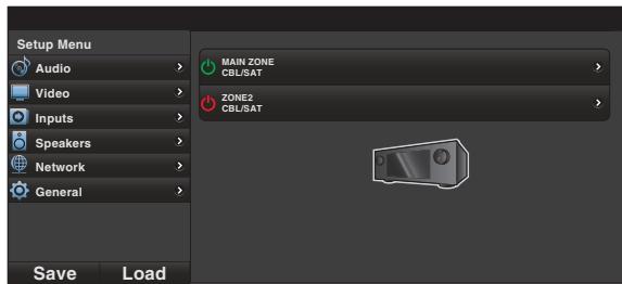 DENON AVR-X3300W - Lorsque le menu principal est affiché, cliquez sur l'élément de menu que vous pouvez utiliser. - 1