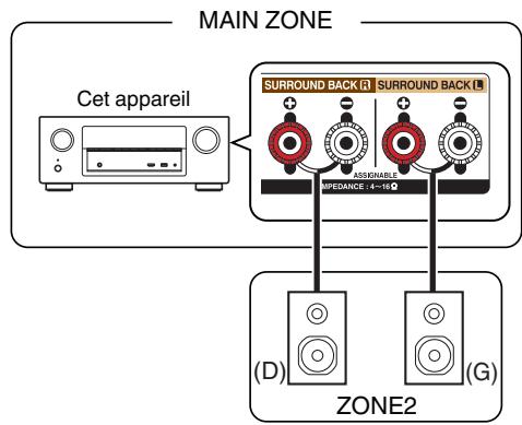 DENON AVR-X3300W - Connexion 2: connexion à l'aide d'une borne de sortie d'enceinte - 1