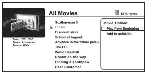 PIONEER BDP-LX70A - Affichage du menu Movie Options - 1
