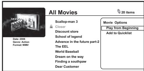 PIONEER BDP-LX70A - - Appuyez sur pour afficher le menu Movie Options : - 1