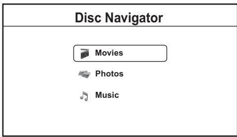 PIONEER BDP-LX70A - Sélectionnez 'Movies', 'Photos' ou 'Music'. - 1