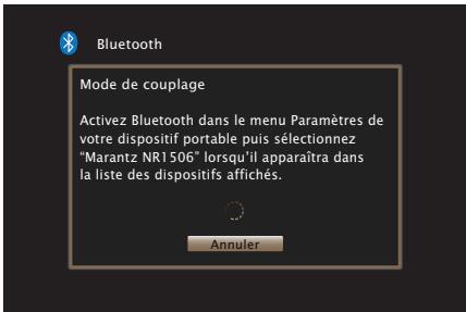 MARANTZ R1506/N1SG - Appuyez sur bluetooth pour passer à la source d'entrée "bluetooth - 1