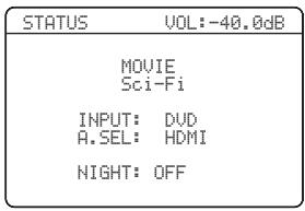 YAMAHA RXV661 - Réglez le sélecteur de mode de fonctionnement sur  amp puis appuyez sur  display sur le boîtier de télécommande. - 1