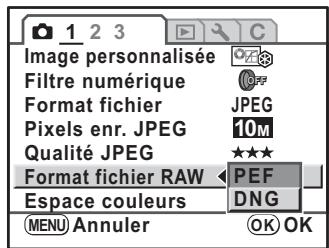 PENTAX K-M - Réglage du format de fichier RAW - 1