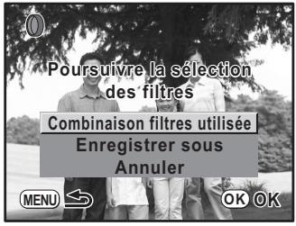 PENTAX K-M - Utilisez le bouton de navigation ( ) pour sélectionner [combinaison filtres utilisée] ou [enregistrer sous]. - 1
