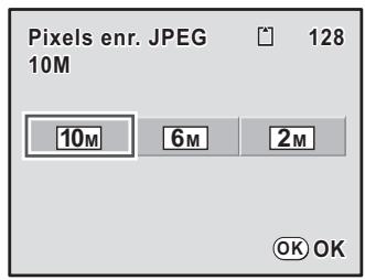 PENTAX K-M - Utilisez le bouton de navigation (▲▼▲▶) pour sélectionner [pixels enrich. JPEG] puis appuyez sur le bouton OK. - 2