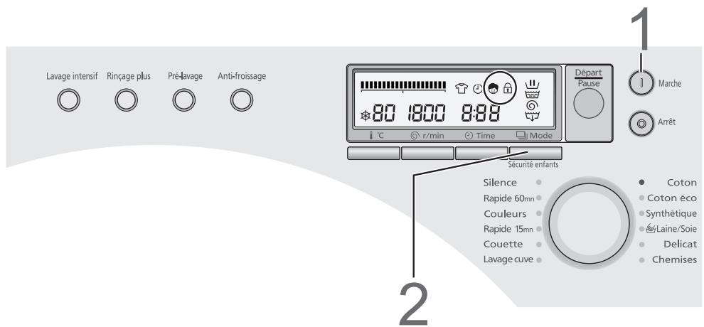 PANASONIC NA-16VX1WFRBLANC - ■Programmation du verrouillage de sécurité pour infant - 1