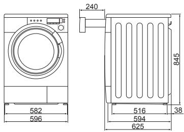 PANASONIC NA-16VX1WFRBLANC - Dimensions du lave-linge en millimètres - 1