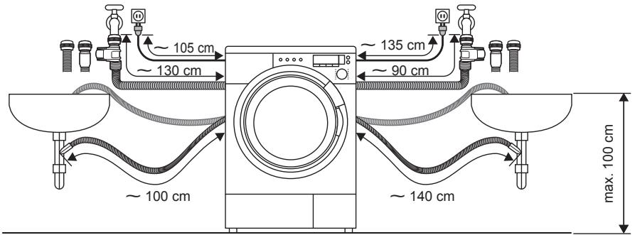 PANASONIC NA-16VX1WFRBLANC - Longueurs de tuyau et de cable - 1