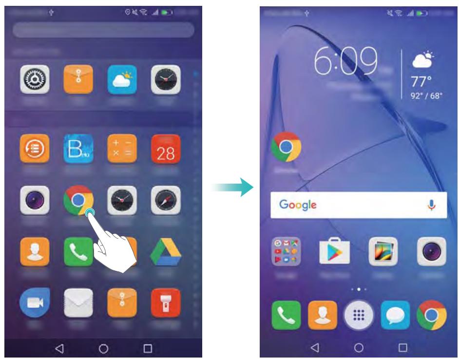 HONOR 6A SILVER - Ajouter des raccourcis d'application à l'écran d'accueil - 1
