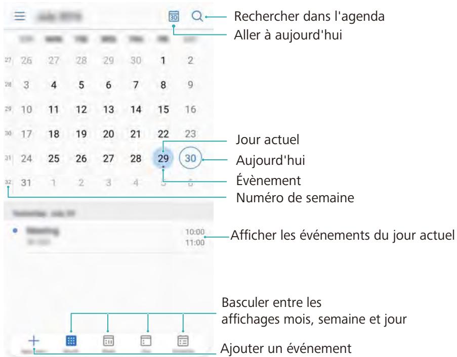 HONOR 6A SILVER - Modifier la vue de l'agenda - 1